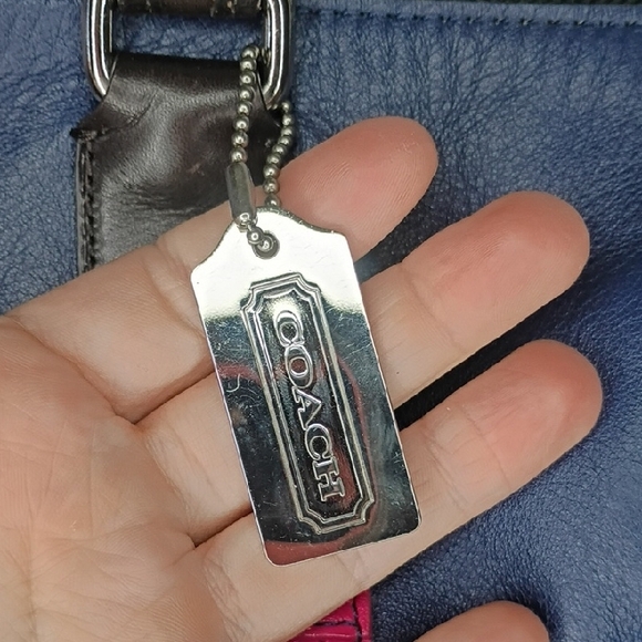 Coach Molly Purse Two-Tone Leather Satchel Bag — Navy Blue & Hot Pink 21134 - Picture 5 of 16